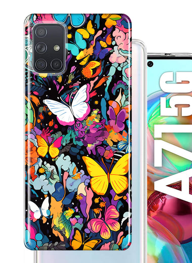 Samsung Galaxy A71 4G Psychedelic Trippy Butterflies Pop Art Hybrid Protective Phone Case Cover