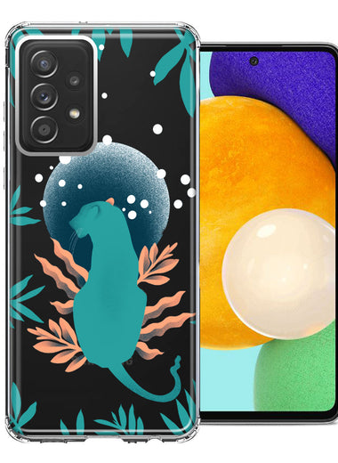 Samsung Galaxy A72 Moon Green Jaguar Design Double Layer Phone Case Cover