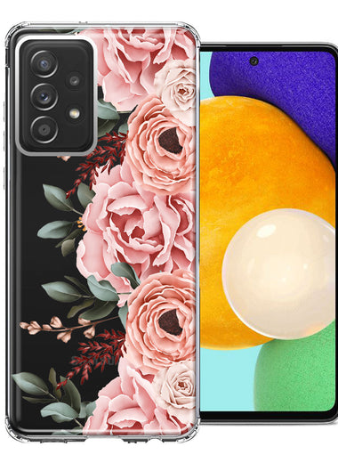 For Samsung Galaxy A72 Blush Pink Peach Spring Flowers Peony Rose Phone Case Cover