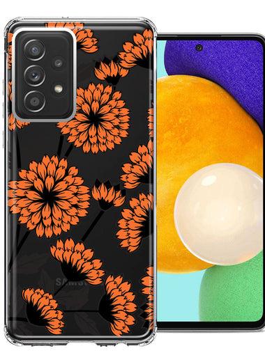 Samsung Galaxy A72 Orange Chrysanthemum Flowers Design Double Layer Phone Case Cover