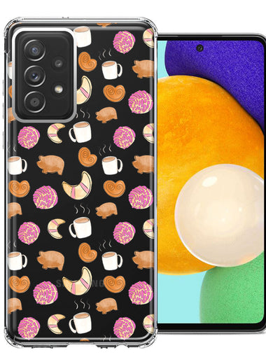 Samsung Galaxy A72 Mexican Pan Dulce Cafecito Coffee Concha Polka Dots Double Layer Phone Case Cover