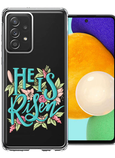 Samsung Galaxy A72 He Is Risen Text Easter Jesus Christian Flowers Double Layer Phone Case Cover