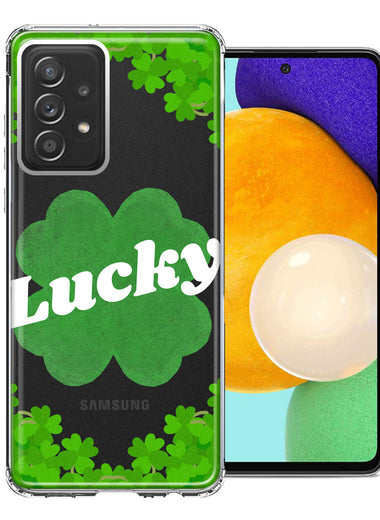 Samsung Galaxy A72 Lucky St Patrick's Day Shamrock Green Clovers Double Layer Phone Case Cover