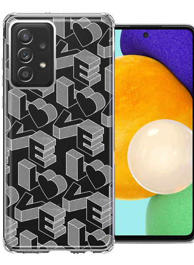 Samsung Galaxy A72 3D Love Letters Hearts Valentine's Day Double Layer Phone Case Cover