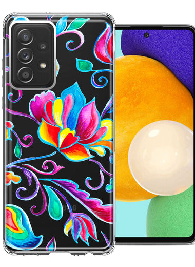 For Samsung Galaxy A72 Bright Colors Rainbow Water Lilly Floral Phone Case Cover