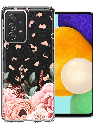 For Samsung Galaxy A72 Classy Blush Peach Peony Rose Flowers Leopard Phone Case Cover
