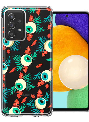 Samsung Galaxy A72 Halloween Creepy Tropical Eyeballs Design Double Layer Phone Case Cover