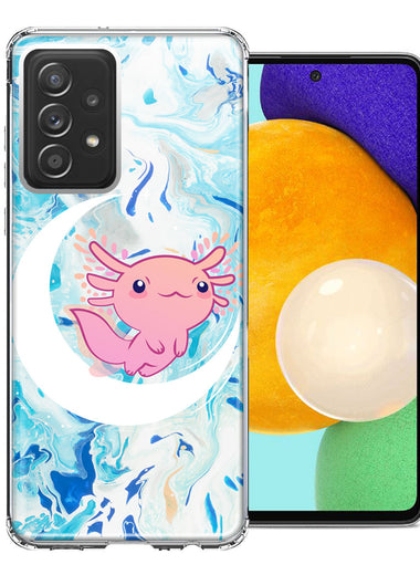 Samsung Galaxy A72 Pink Axolotl Moon Mable Design Double Layer Phone Case Cover