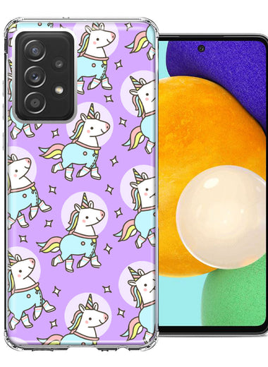 Samsung Galaxy A72 Cute Unicorns Purple Design Double Layer Phone Case Cover
