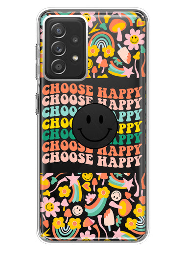 Samsung Galaxy A72 Choose Happy Smiley Face Retro Vintage Groovy 70s Style Hybrid Protective Phone Case Cover