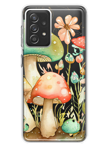 Samsung Galaxy A72 Fairytale Watercolor Mushrooms Pastel Spring Flowers Floral Hybrid Protective Phone Case Cover