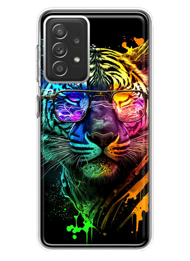 Samsung Galaxy A72 Neon Rainbow Swag Tiger Hybrid Protective Phone Case Cover