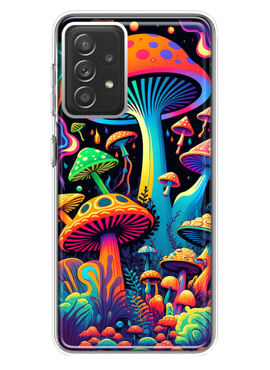 Samsung Galaxy A72 Neon Rainbow Psychedelic Indie Hippie Mushrooms Hybrid Protective Phone Case Cover