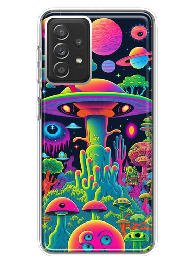 Samsung Galaxy A72 Neon Rainbow Psychedelic UFO Alien Planet Hybrid Protective Phone Case Cover
