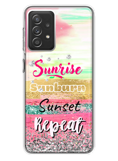 Samsung Galaxy A72 Summer Brush Strokes Sunrise Sunburn Sunset Repeat Hybrid Protective Phone Case Cover