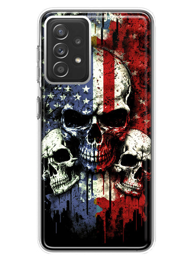 Samsung Galaxy A72 American USA Flag Skulls Blue Red Double Layer Phone Case Cover