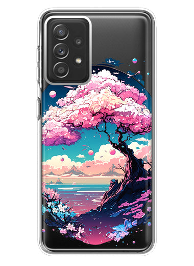 Samsung Galaxy A72 Kawaii Manga Pink Cherry Blossom Japanese Sky Floral Ocean Hybrid Protective Phone Case Cover
