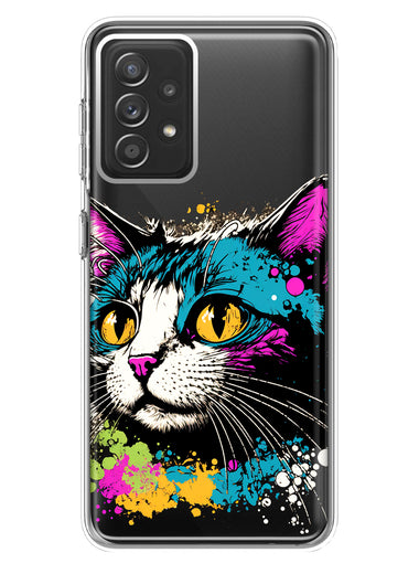 Samsung Galaxy A72 Cool Cat Oil Paint Pop Art Hybrid Protective Phone Case Cover