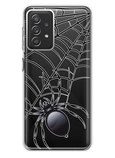 Samsung Galaxy A72 Creepy Black Spider Web Halloween Horror Spooky Hybrid Protective Phone Case Cover