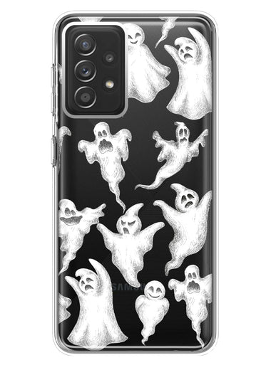 Samsung Galaxy A72 Cute Halloween Spooky Floating Ghosts Horror Scary Hybrid Protective Phone Case Cover