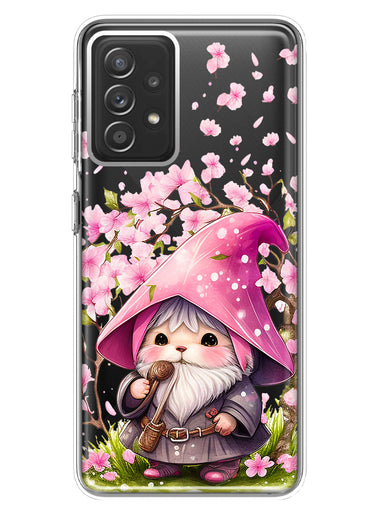 Samsung Galaxy A72 Cute Pink Cherry Blossom Gnome Spring Floral Flowers Double Layer Phone Case Cover