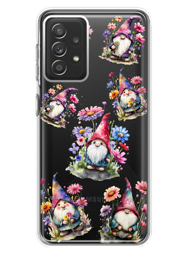 Samsung Galaxy A72 Cute Pink Purple Cosmos Flowers Gnomes Spring Floral Double Layer Phone Case Cover