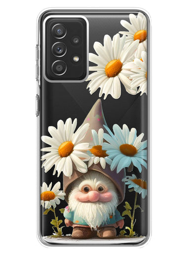 Samsung Galaxy A72 Cute Gnome White Daisy Flowers Floral Hybrid Protective Phone Case Cover