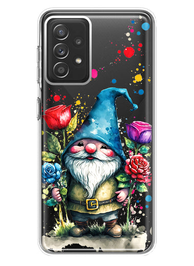 Samsung Galaxy A72 Gnome Red Purple Blue Roses Garden Hybrid Protective Phone Case Cover