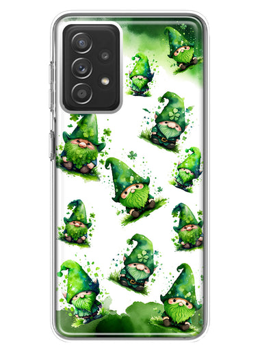 Samsung Galaxy A72 Gnomes Shamrock Lucky Green Clover St. Patrick Hybrid Protective Phone Case Cover