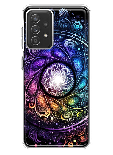 Samsung Galaxy A72 Mandala Geometry Abstract Galaxy Pattern Hybrid Protective Phone Case Cover