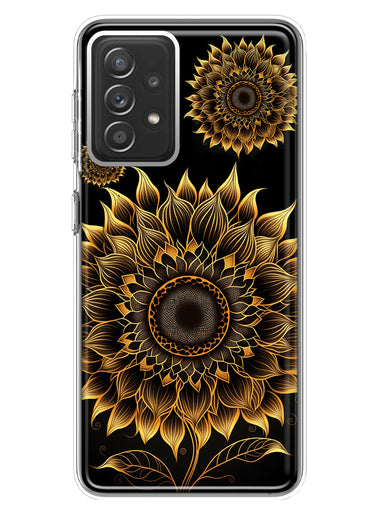 Samsung Galaxy A72 Mandala Geometry Abstract Sunflowers Pattern Hybrid Protective Phone Case Cover