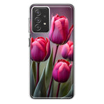 Samsung Galaxy A72 Pink Tulip Flowers Floral Hybrid Protective Phone Case Cover