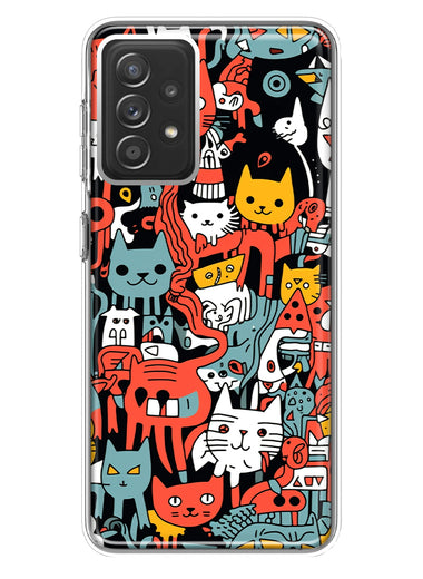 Samsung Galaxy A72 Psychedelic Cute Cats Friends Pop Art Hybrid Protective Phone Case Cover