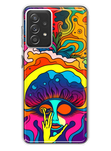 Samsung Galaxy A72 Neon Rainbow Psychedelic Trippy Hippie Big Brain Hybrid Protective Phone Case Cover