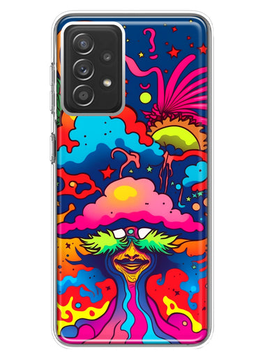 Samsung Galaxy A72 Neon Rainbow Psychedelic Trippy Hippie Bomb Star Dream Hybrid Protective Phone Case Cover