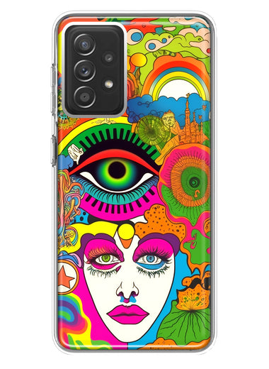 Samsung Galaxy A72 Neon Rainbow Psychedelic Trippy Hippie DaydreamHybrid Protective Phone Case Cover