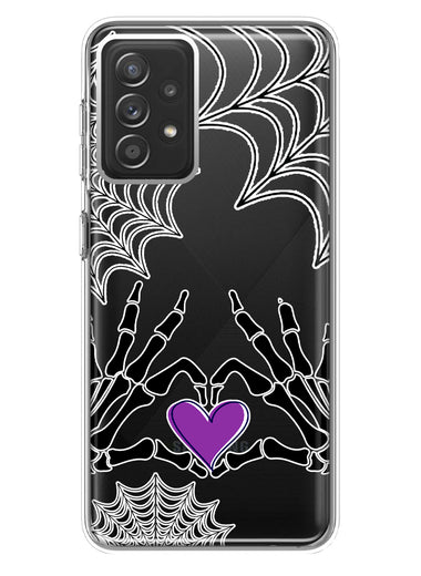 Samsung Galaxy A72 Halloween Skeleton Heart Hands Spooky Spider Web Hybrid Protective Phone Case Cover