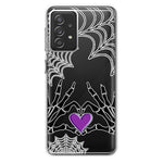 Samsung Galaxy A72 Halloween Skeleton Heart Hands Spooky Spider Web Hybrid Protective Phone Case Cover
