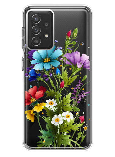 Samsung Galaxy A72 Purple Yellow Red Spring Flowers Floral Hybrid Protective Phone Case Cover