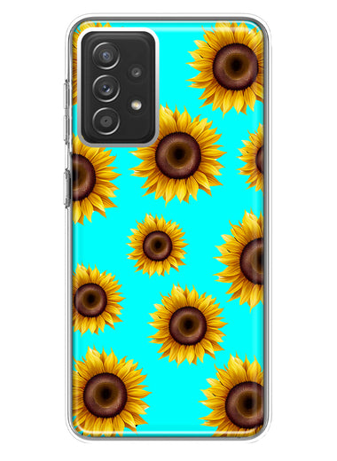 Samsung Galaxy A72 Yellow Sunflowers Polkadot on Turquoise Teal Double Layer Phone Case Cover