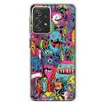 Samsung Galaxy A72 Psychedelic Trippy Happy Aliens Characters Hybrid Protective Phone Case Cover