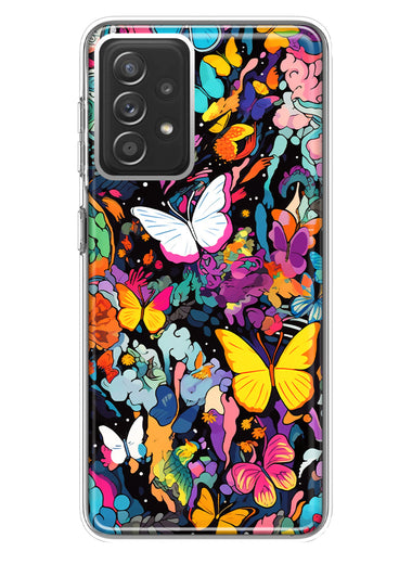 Samsung Galaxy A72 Psychedelic Trippy Butterflies Pop Art Hybrid Protective Phone Case Cover