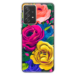 Samsung Galaxy A72 Vintage Pastel Abstract Colorful Pink Yellow Blue Roses Double Layer Phone Case Cover
