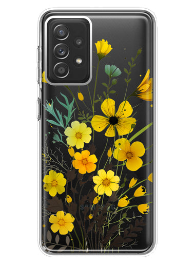 Samsung Galaxy A72 Yellow Summer Flowers Floral Hybrid Protective Phone Case Cover