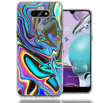 LG Aristo 5/K31/Fortune 3 Blue Paint Swirl Design Double Layer Phone Case Cover