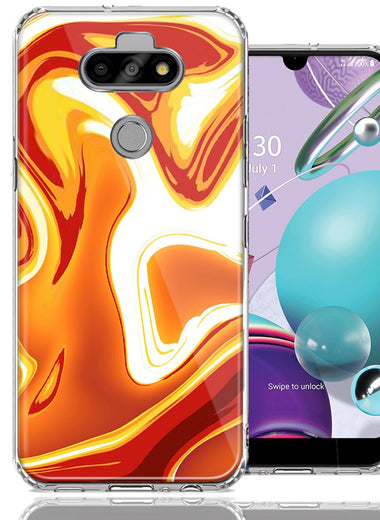 LG Aristo 5/K31/Fortune 3 Orange White Abstract Design Double Layer Phone Case Cover