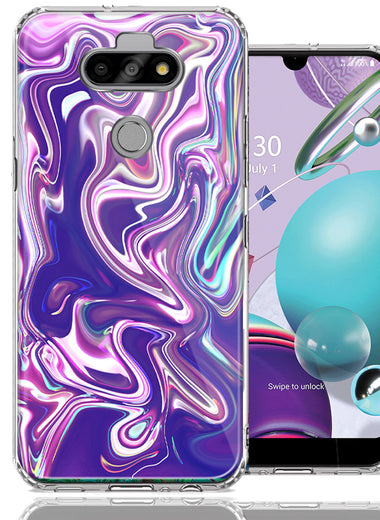 LG Aristo 5/K31/Fortune 3 Purple Paint Swirl Design Double Layer Phone Case Cover