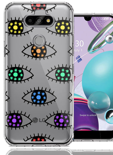 LG Aristo 5/K31/Fortune 3 Rainbow Evil Eyes Design Double Layer Phone Case Cover