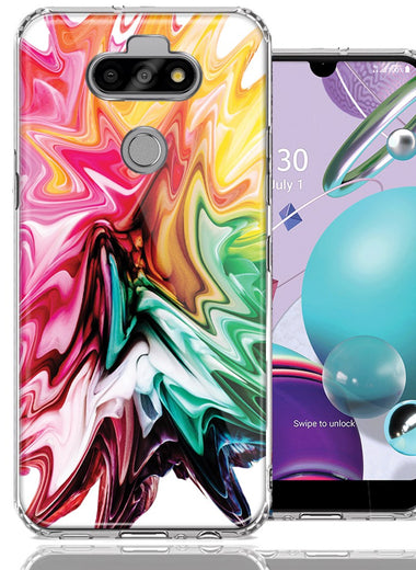 LG Aristo 5/K31/Fortune 3 Rainbow Flower Abstract Design Double Layer Phone Case Cover