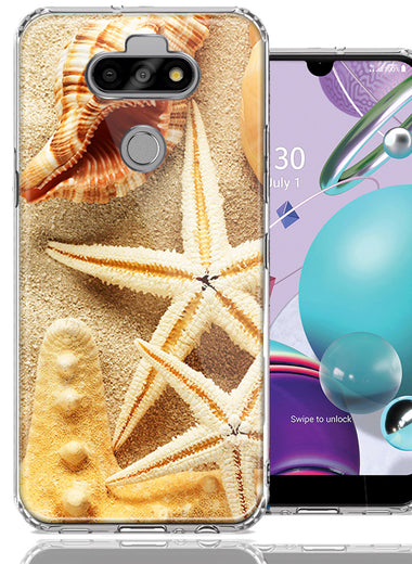 LG Aristo 5/K31/Fortune 3 Sand Shells Starfish Design Double Layer Phone Case Cover